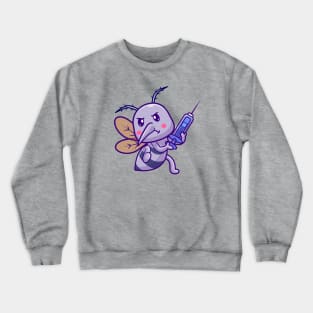 Cute Mosquito Holding Injection Cartoon Crewneck Sweatshirt